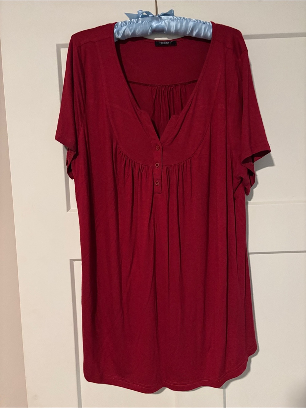 Pollini Women’s Deep Red Scoop-Neck Button Tunic